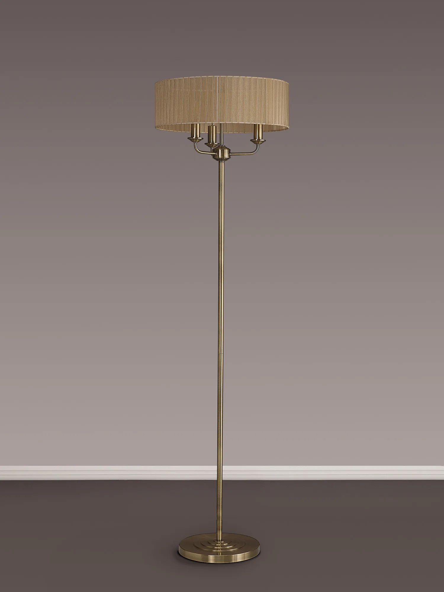 Banyan 45cm 3 Light Floor Lamp Antique Brass, Soft Bronze DK0909  Deco Banyan AB SB